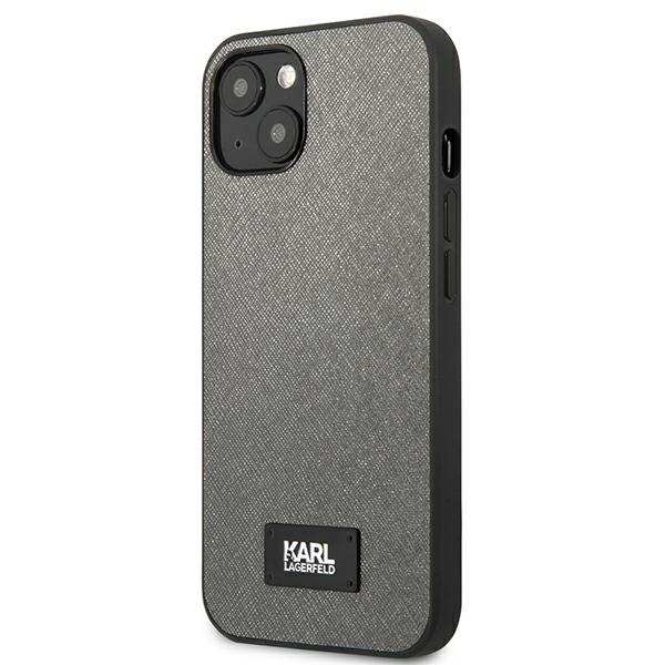 Karl Lagerfeld KLHCP13MSFMP2DG iPhone 13/ 14 / 15 6,1" hardcase srebrny/silver Saffiano Plaque
