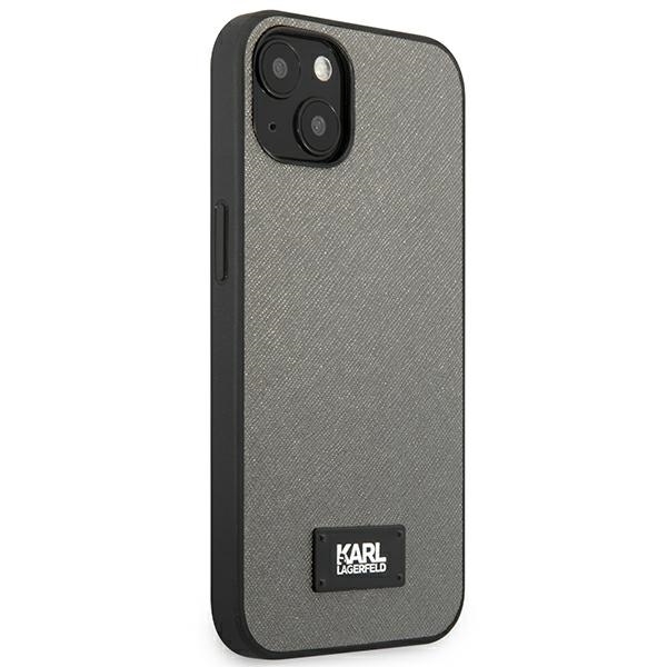 Karl Lagerfeld KLHCP13MSFMP2DG iPhone 13/ 14 / 15 6,1" hardcase srebrny/silver Saffiano Plaque