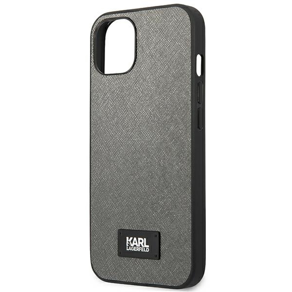 Karl Lagerfeld KLHCP13MSFMP2DG iPhone 13/ 14 / 15 6,1" hardcase srebrny/silver Saffiano Plaque