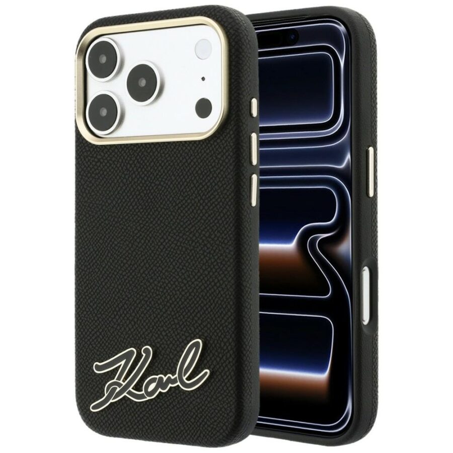 Etui Karl Lagerfeld Grained with Resin Signature Logo MagSafe do iPhone 18 Pro Max / 17 Pro Max czarny