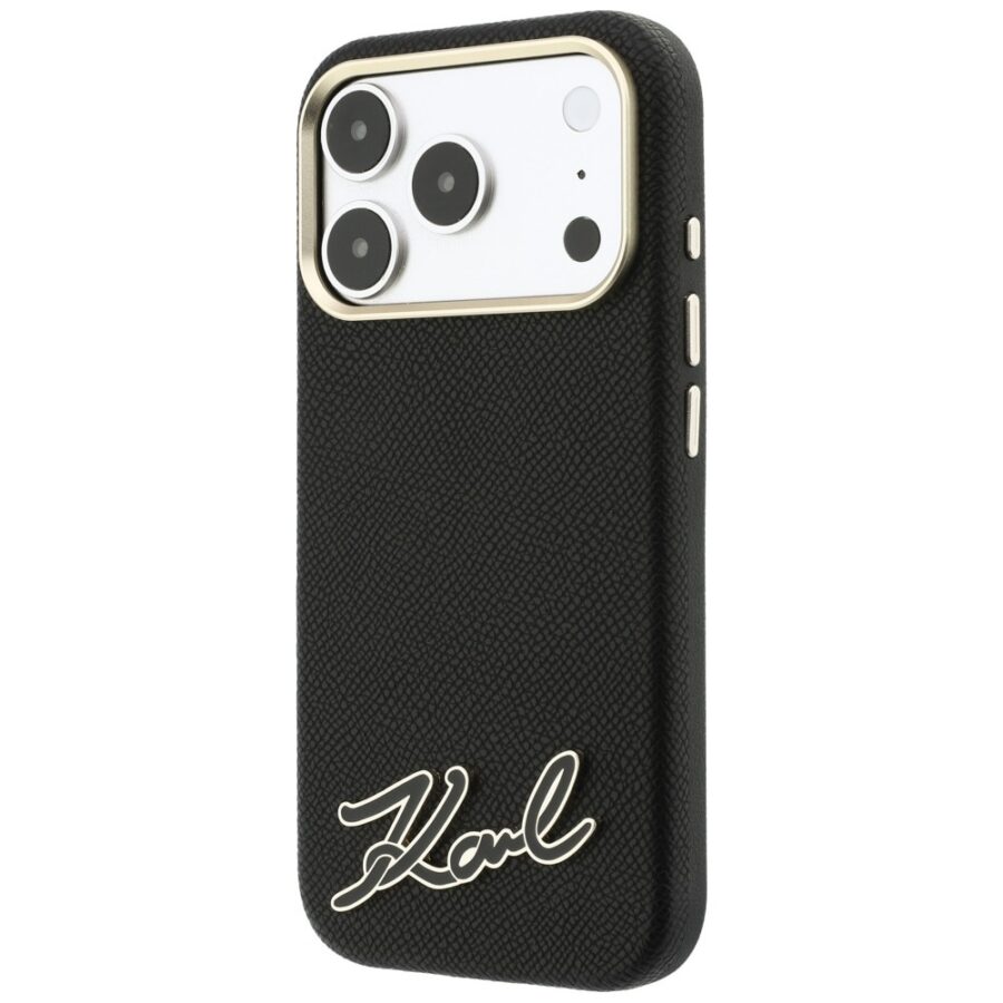 Etui Karl Lagerfeld Grained with Resin Signature Logo MagSafe do iPhone 18 Pro Max / 17 Pro Max czarny