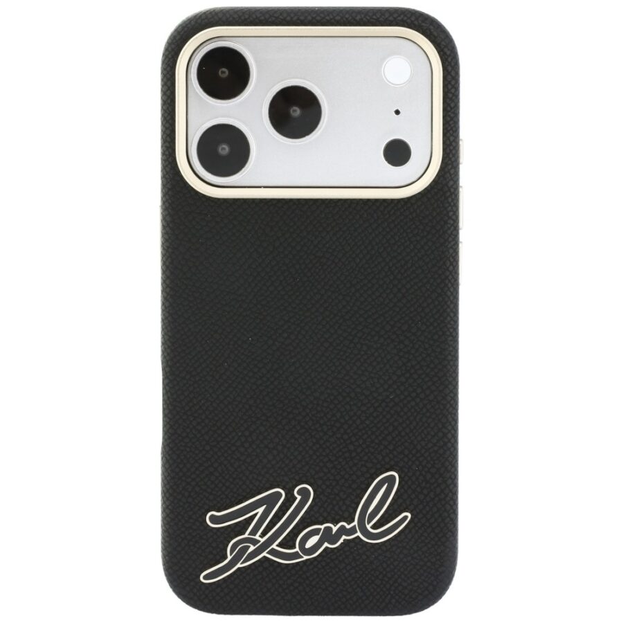 Etui Karl Lagerfeld Grained with Resin Signature Logo MagSafe do iPhone 18 Pro Max / 17 Pro Max czarny