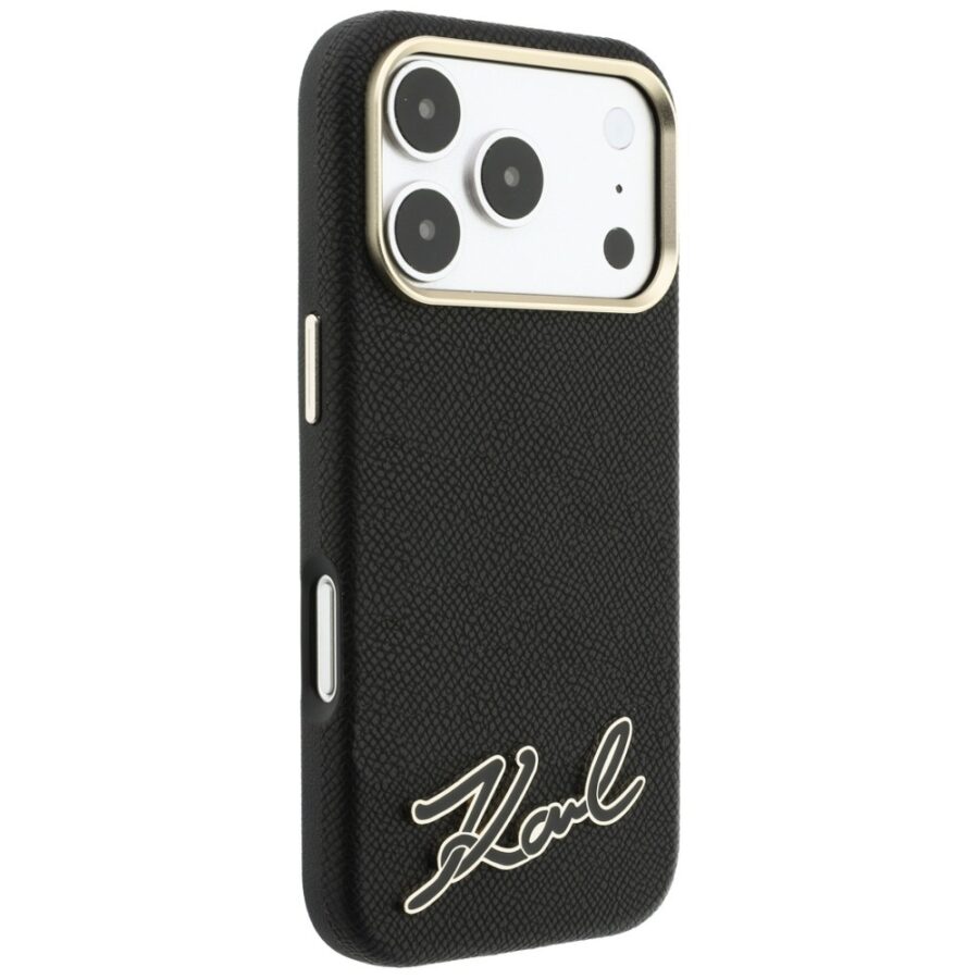 Etui Karl Lagerfeld Grained with Resin Signature Logo MagSafe do iPhone 18 Pro Max / 17 Pro Max czarny