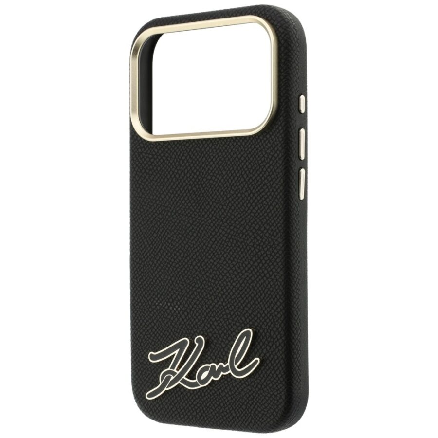 Etui Karl Lagerfeld Grained with Resin Signature Logo MagSafe do iPhone 18 Pro Max / 17 Pro Max czarny