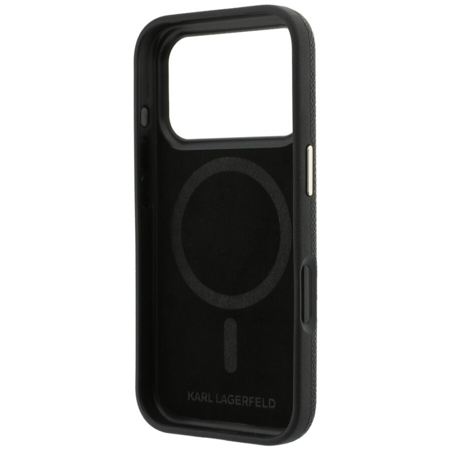 Etui Karl Lagerfeld Grained with Resin Signature Logo MagSafe do iPhone 18 Pro Max / 17 Pro Max czarny