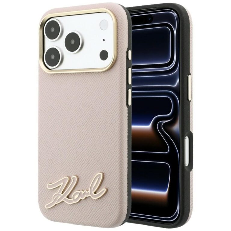 Etui Karl Lagerfeld Grained with Resin Signature Logo MagSafe do iPhone 18 Pro Max / 17 Pro Max różowy