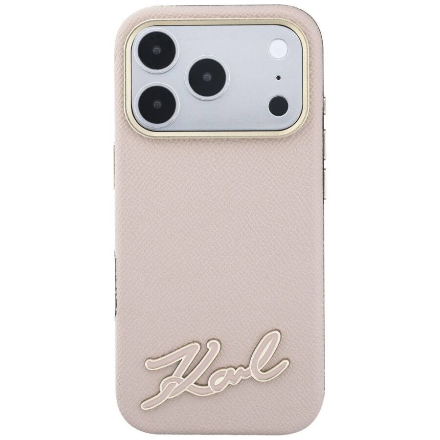 Etui Karl Lagerfeld Grained with Resin Signature Logo MagSafe do iPhone 18 Pro Max / 17 Pro Max różowy