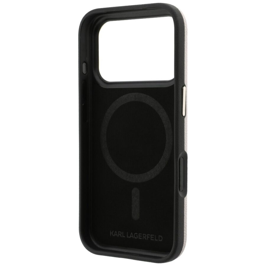 Etui Karl Lagerfeld Grained with Resin Signature Logo MagSafe do iPhone 18 Pro Max / 17 Pro Max różowy