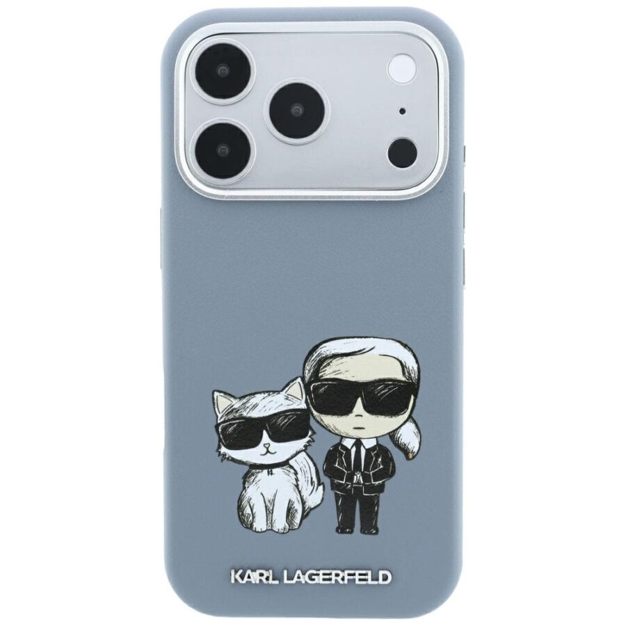 Etui Karl Lagerfeld Smooth Karl & Choupette Bodies Sketch MagSafe do iPhone 18 Pro Max / 17 Pro Max jasnoniebieski