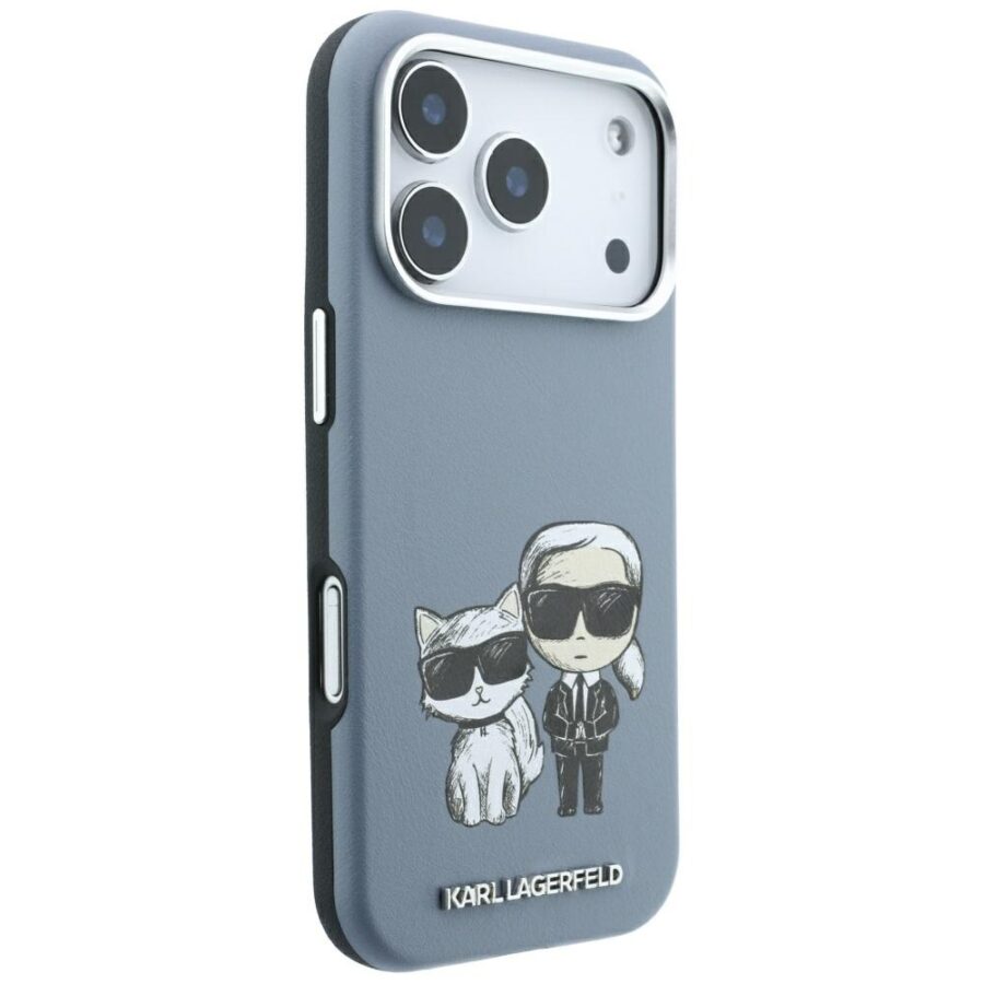 Etui Karl Lagerfeld Smooth Karl & Choupette Bodies Sketch MagSafe do iPhone 18 Pro Max / 17 Pro Max jasnoniebieski