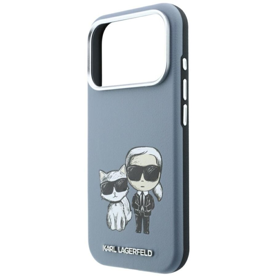 Etui Karl Lagerfeld Smooth Karl & Choupette Bodies Sketch MagSafe do iPhone 18 Pro Max / 17 Pro Max jasnoniebieski