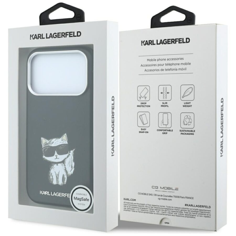 Etui Karl Lagerfeld Smooth Choupette Sketch MagSafe do iPhone 18 Pro Max / 17 Pro Max czarny