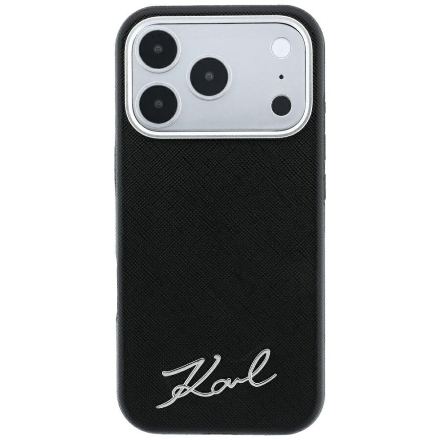 Etui Karl Lagerfeld Saffiano Small Script Metal Logo MagSafe do iPhone 18 Pro / 17 Pro czarny