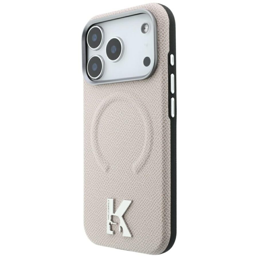 Etui Karl Lagerfeld Grained Embossed Ring & Kameo Logo MagSafe do iPhone 18 Pro / 17 Pro beżowy