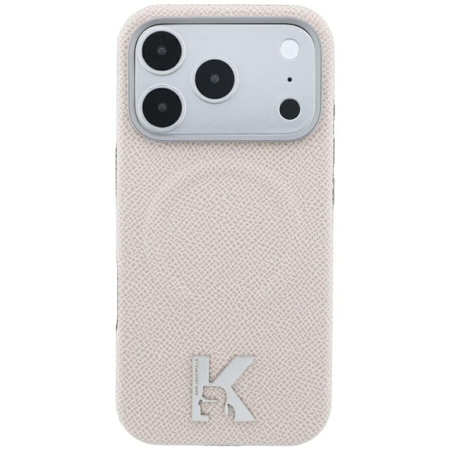 Etui Karl Lagerfeld Grained Embossed Ring & Kameo Logo MagSafe do iPhone 18 Pro / 17 Pro beżowy