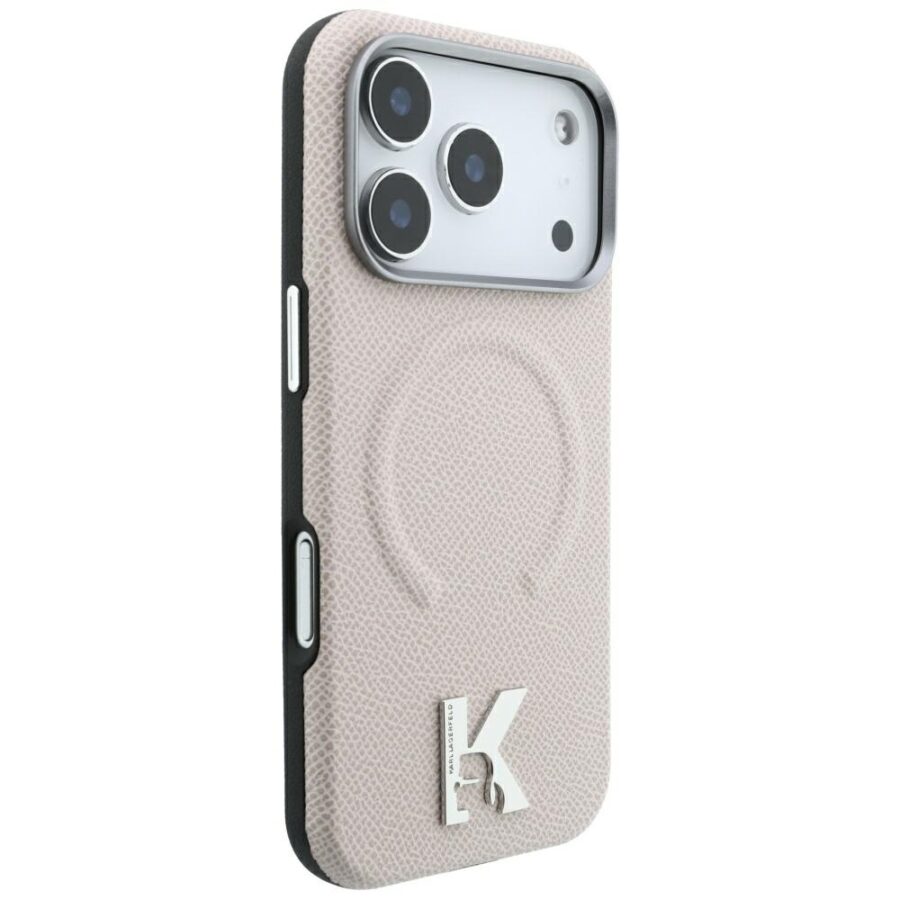 Etui Karl Lagerfeld Grained Embossed Ring & Kameo Logo MagSafe do iPhone 18 Pro / 17 Pro beżowy