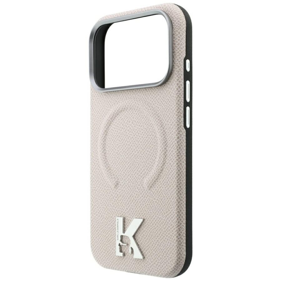 Etui Karl Lagerfeld Grained Embossed Ring & Kameo Logo MagSafe do iPhone 18 Pro Max / 17 Pro Max beżowy
