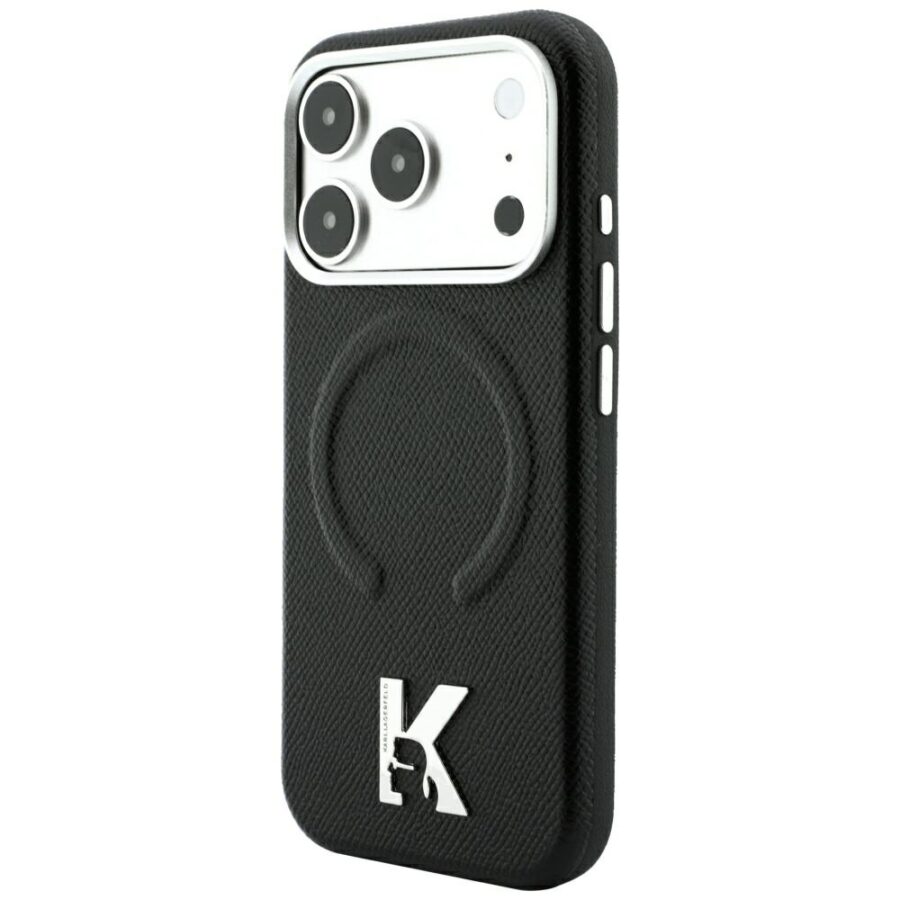 Etui Karl Lagerfeld Grained Embossed Ring & Kameo Logo MagSafe do iPhone 18 Pro / 17 Pro czarny