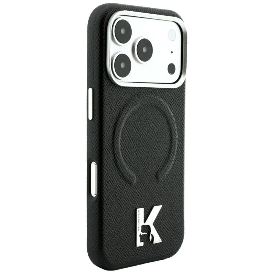 Etui Karl Lagerfeld Grained Embossed Ring & Kameo Logo MagSafe do iPhone 18 Pro / 17 Pro czarny