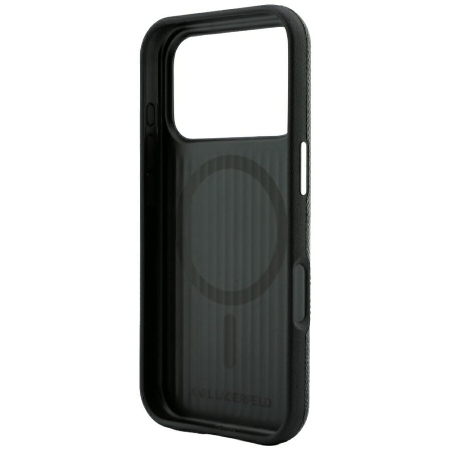 Etui Karl Lagerfeld Grained Embossed Ring & Kameo Logo MagSafe do iPhone 18 Pro / 17 Pro czarny