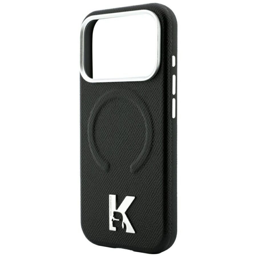 Etui Karl Lagerfeld Grained Embossed Ring & Kameo Logo MagSafe do iPhone 18 Pro Max / 17 Pro Max czarny