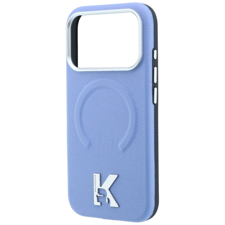 Etui Karl Lagerfeld Grained Embossed Ring & Kameo Logo MagSafe do iPhone 18 Pro / 17 Pro jasnoniebieski