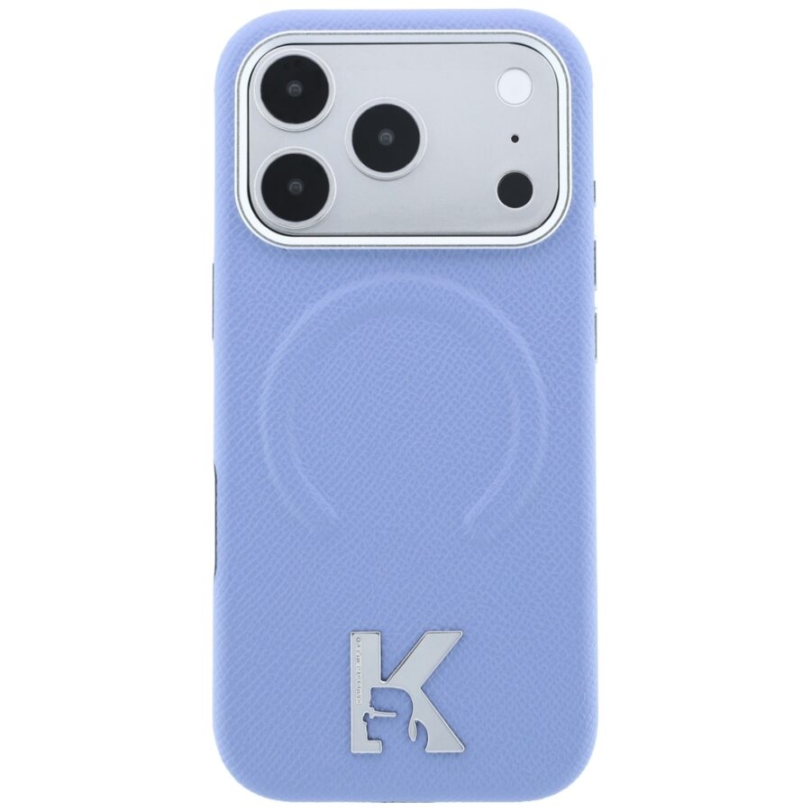 Etui Karl Lagerfeld Grained Embossed Ring & Kameo Logo MagSafe do iPhone 18 Pro Max / 17 Pro Max jasnoniebieski