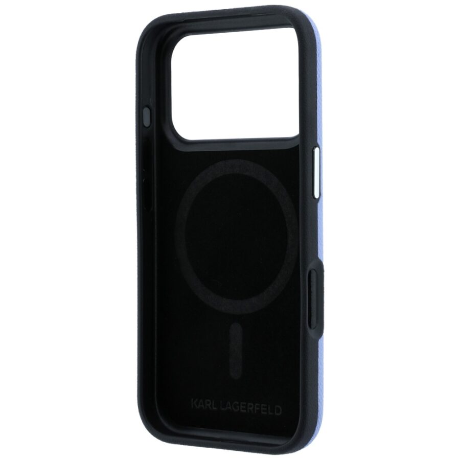 Etui Karl Lagerfeld Grained Embossed Ring & Kameo Logo MagSafe do iPhone 18 Pro Max / 17 Pro Max jasnoniebieski