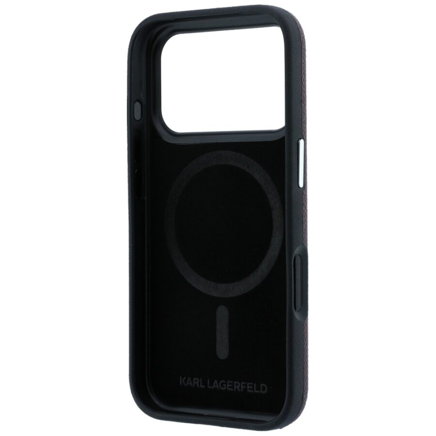 Etui Karl Lagerfeld Grained Embossed Ring & Kameo Logo MagSafe do iPhone 18 Pro Max / 17 Pro Max burgundowy