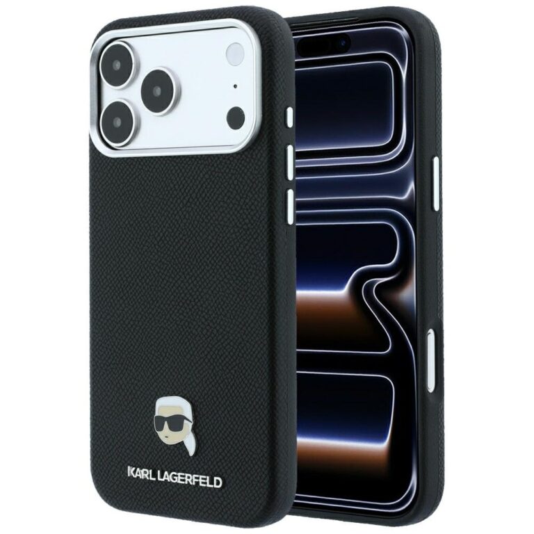 Etui Karl Lagerfeld Grained Karl Head Metal MagSafe do iPhone 18 Pro / 17 Pro czarny
