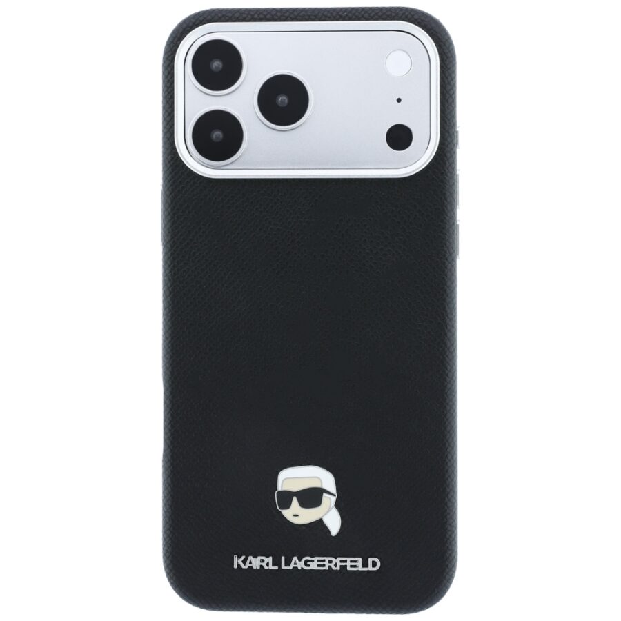 Etui Karl Lagerfeld Grained Karl Head Metal MagSafe do iPhone 18 Pro / 17 Pro czarny