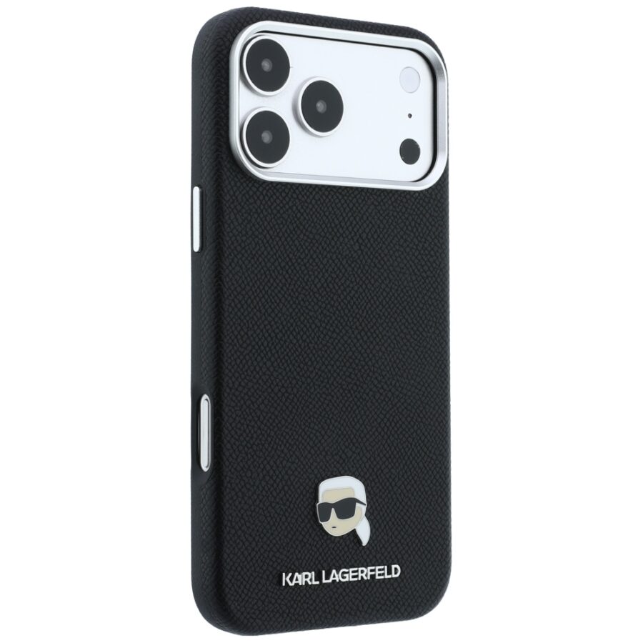 Etui Karl Lagerfeld Grained Karl Head Metal MagSafe do iPhone 18 Pro / 17 Pro czarny