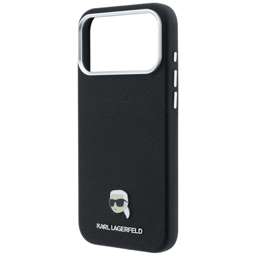 Etui Karl Lagerfeld Grained Karl Head Metal MagSafe do iPhone 18 Pro / 17 Pro czarny