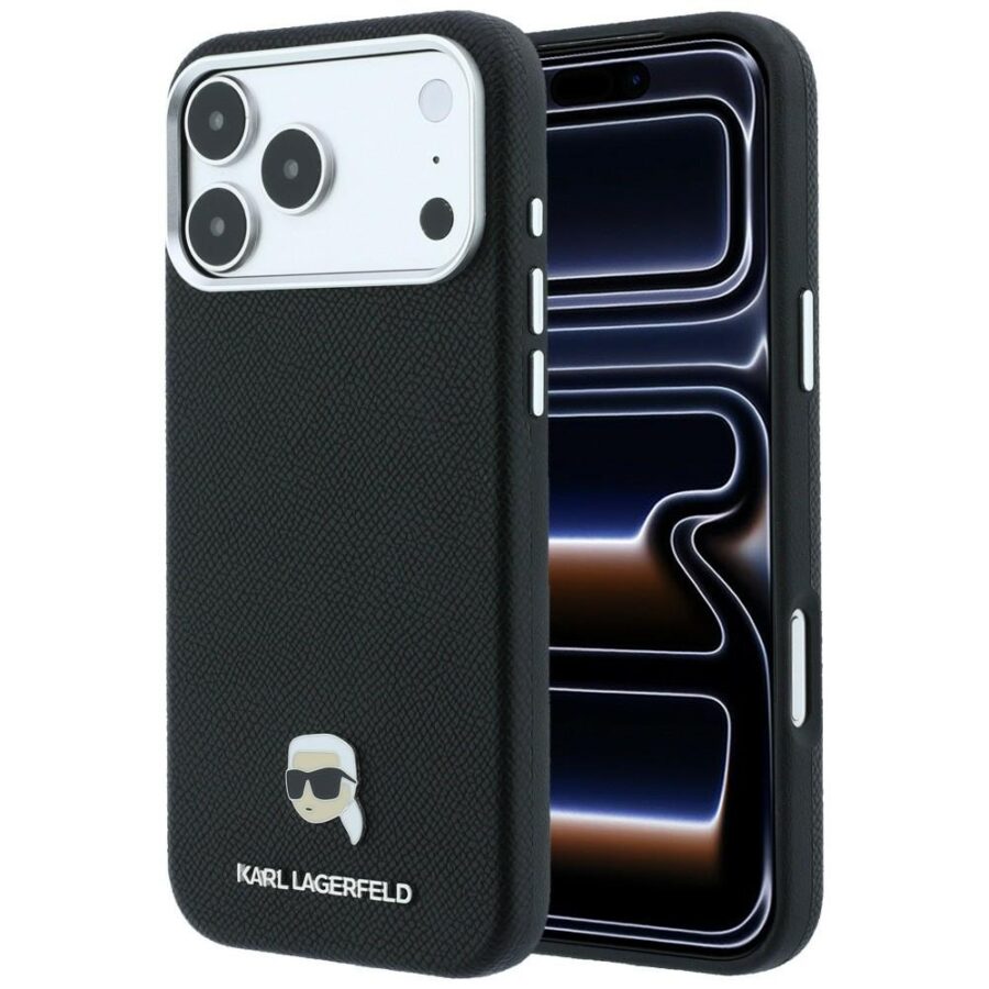 Etui Karl Lagerfeld Grained Karl Head Metal MagSafe do iPhone 18 Pro Max / 17 Pro Max czarny