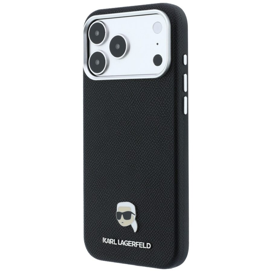 Etui Karl Lagerfeld Grained Karl Head Metal MagSafe do iPhone 18 Pro Max / 17 Pro Max czarny