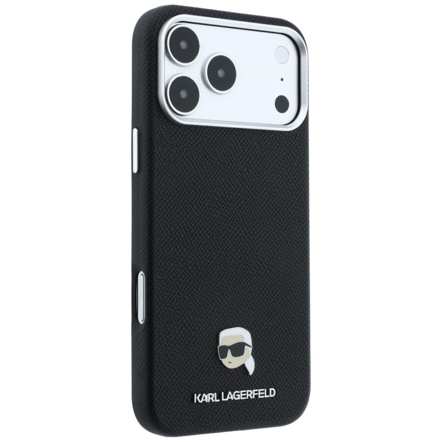 Etui Karl Lagerfeld Grained Karl Head Metal MagSafe do iPhone 18 Pro Max / 17 Pro Max czarny