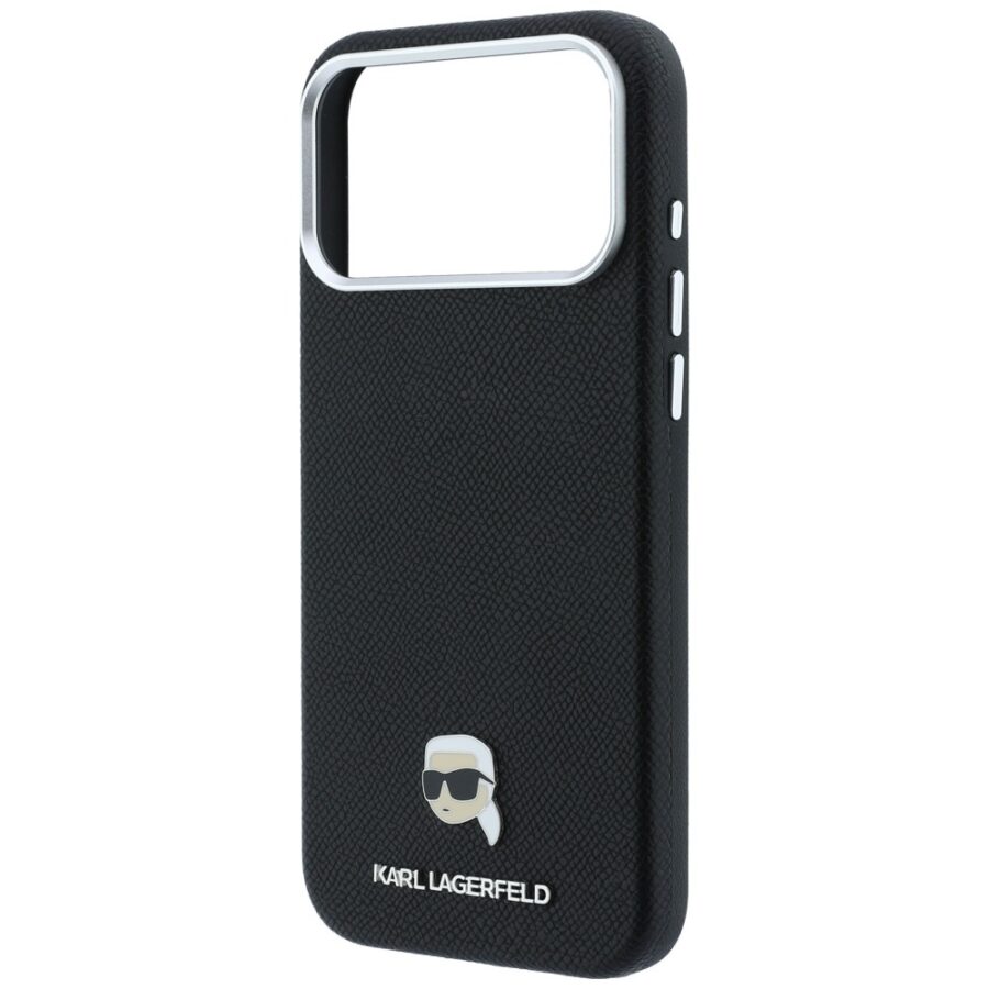 Etui Karl Lagerfeld Grained Karl Head Metal MagSafe do iPhone 18 Pro Max / 17 Pro Max czarny