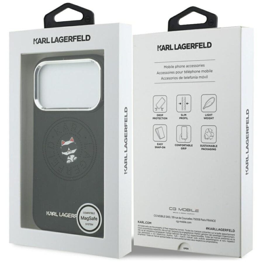 Etui Karl Lagerfeld Point & Choupette Sketch MagSafe do iPhone 18 Pro / 17 Pro czarny