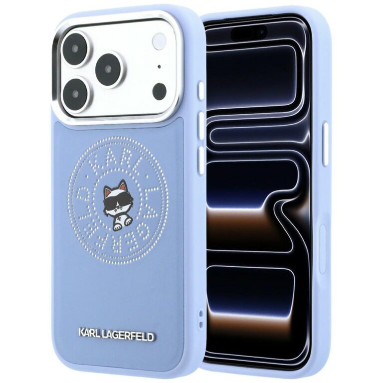 Etui Karl Lagerfeld Point & Choupette Sketch MagSafe do iPhone 18 Pro / 17 Pro niebieski