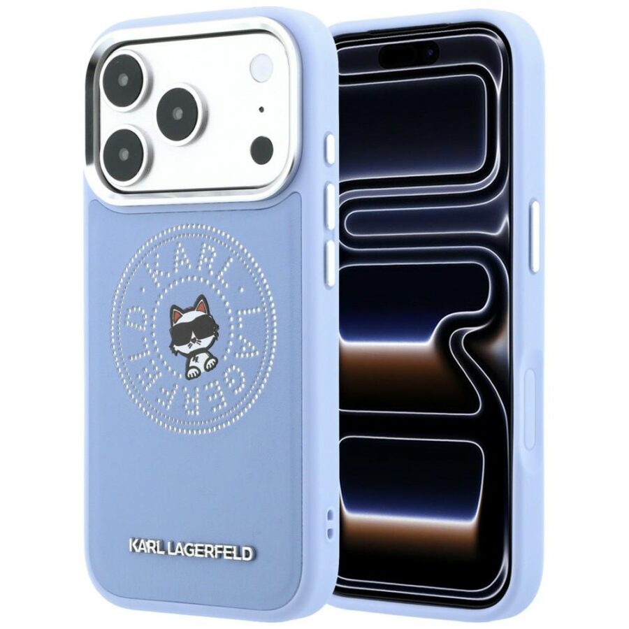 Etui Karl Lagerfeld Point & Choupette Sketch MagSafe do iPhone 18 Pro / 17 Pro niebieski