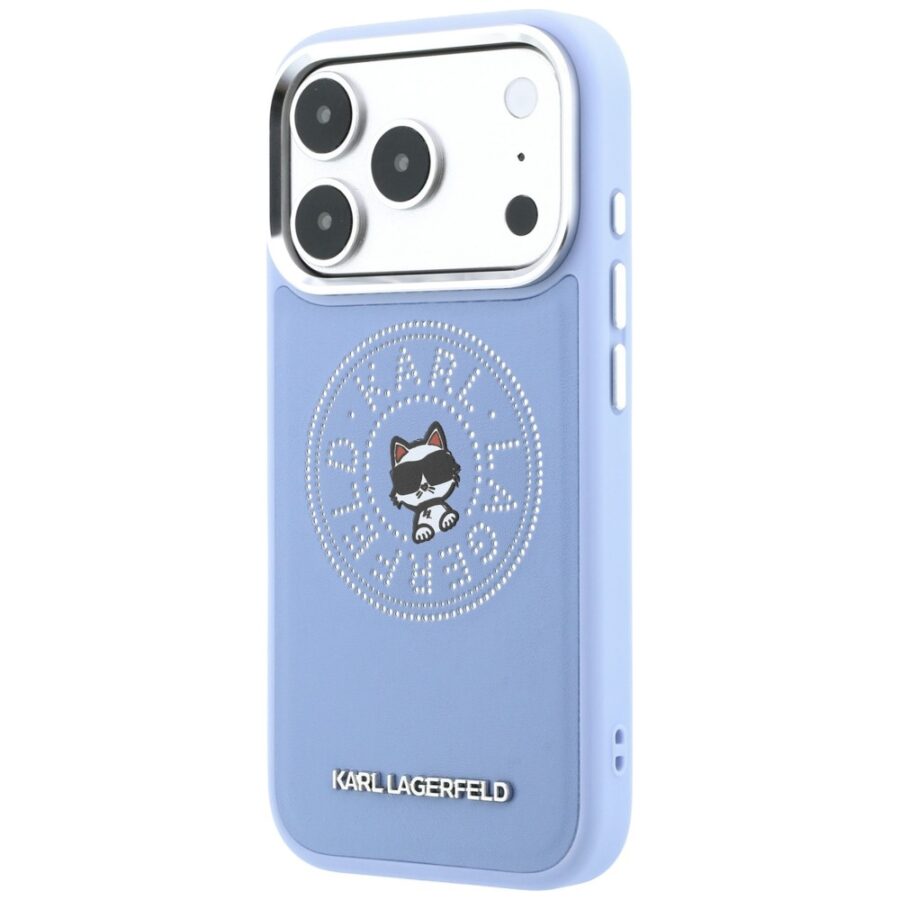 Etui Karl Lagerfeld Point & Choupette Sketch MagSafe do iPhone 18 Pro Max / 17 Pro Max niebieski