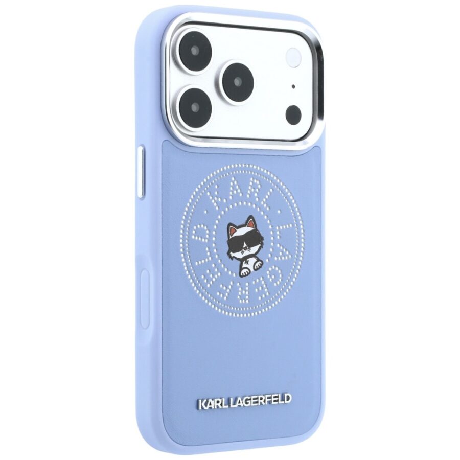 Etui Karl Lagerfeld Point & Choupette Sketch MagSafe do iPhone 18 Pro Max / 17 Pro Max niebieski