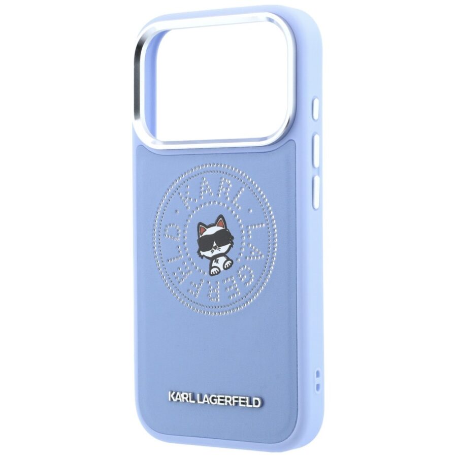Etui Karl Lagerfeld Point & Choupette Sketch MagSafe do iPhone 18 Pro Max / 17 Pro Max niebieski