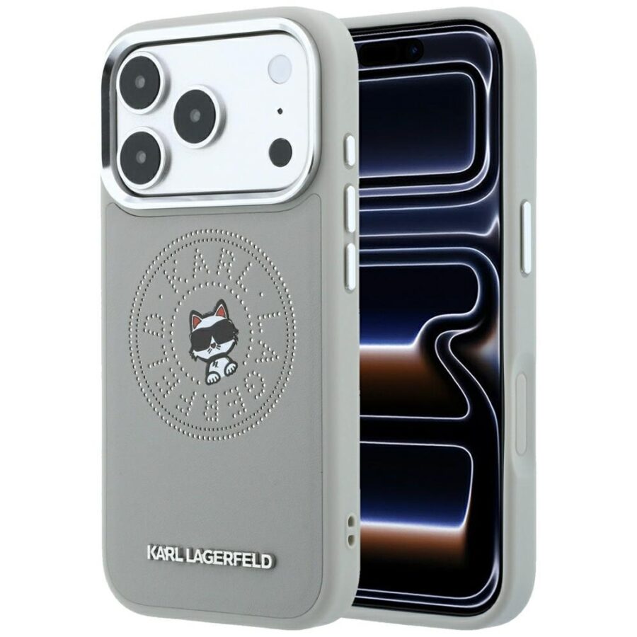 Etui Karl Lagerfeld Point & Choupette Sketch MagSafe do iPhone 18 Pro Max / 17 Pro Max szary