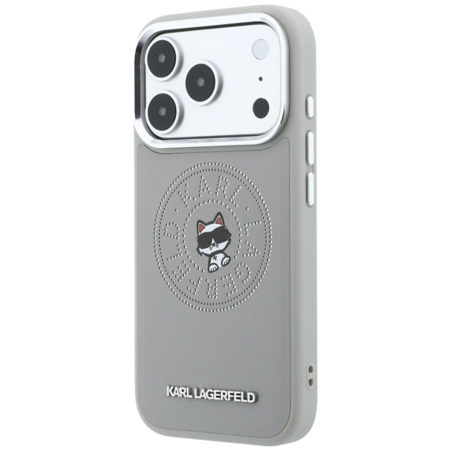 Etui Karl Lagerfeld Point & Choupette Sketch MagSafe do iPhone 18 Pro Max / 17 Pro Max szary