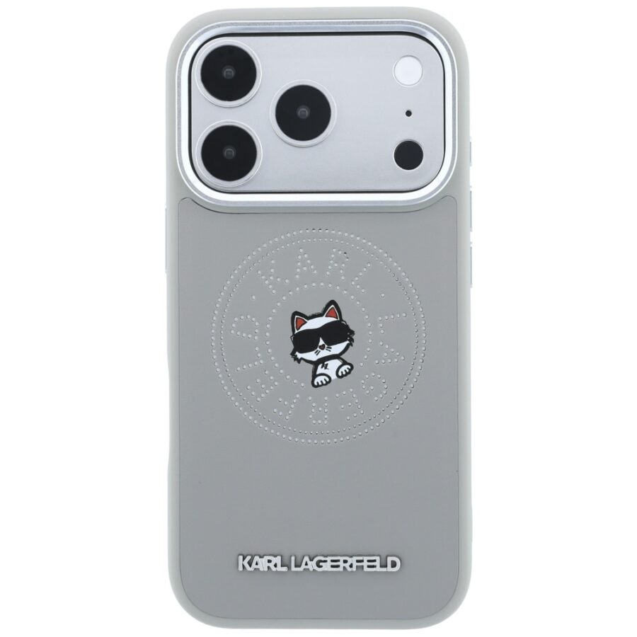 Etui Karl Lagerfeld Point & Choupette Sketch MagSafe do iPhone 18 Pro Max / 17 Pro Max szary