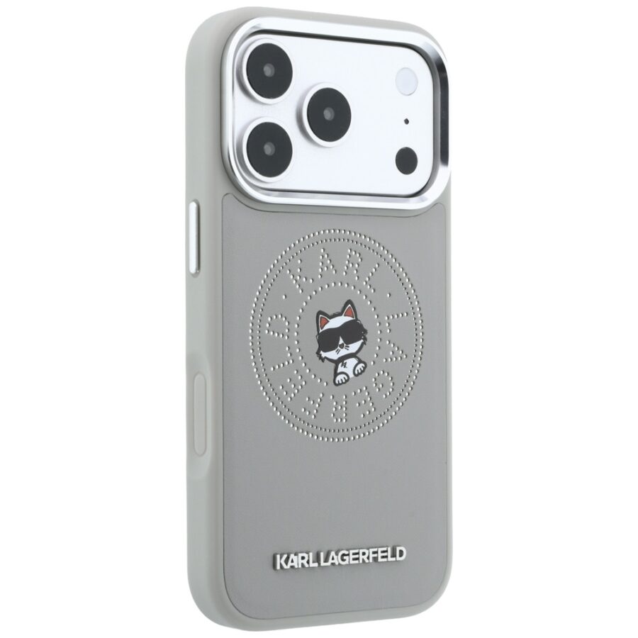 Etui Karl Lagerfeld Point & Choupette Sketch MagSafe do iPhone 18 Pro Max / 17 Pro Max szary