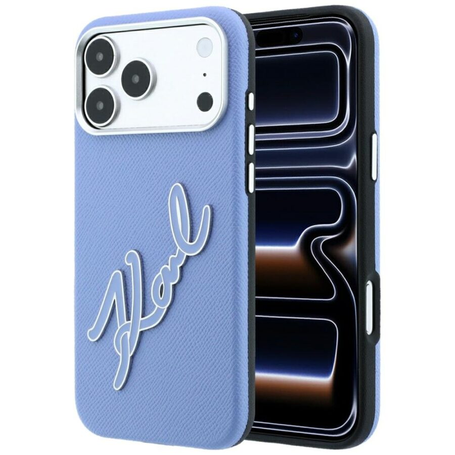 Etui Karl Lagerfeld Smooth Big Resin Signature Logo do iPhone 18 Pro / 17 Pro niebieski
