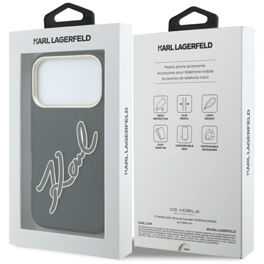 Etui Karl Lagerfeld Smooth Big Resin Signature Logo do iPhone 18 Pro / 17 Pro czarny