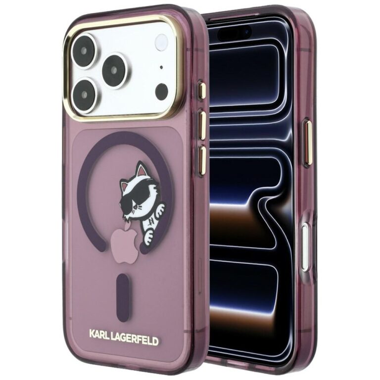 Etui Karl Lagerfeld Peekaboo Logo MagSafe do iPhone 18 Pro / 17 Pro burgundowy